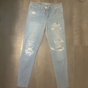 American Eagle Outfitters Blue Skinny Jeans Distressed